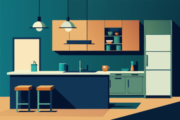 modern kitchen interior with kitchen