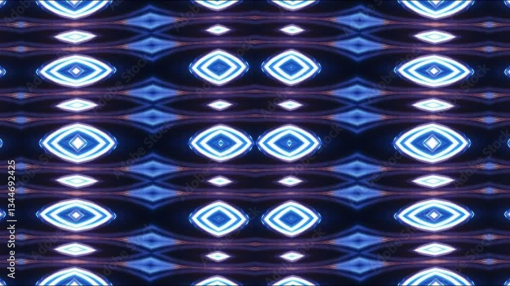 Poster abstract blue neon light pattern creating a symmetrical design with depth and vibrancy