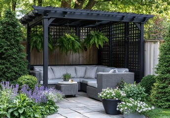 tropical garden with palm trees