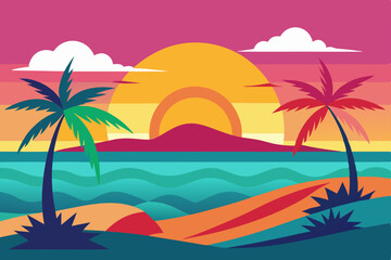 Obraz premium tropical beach with palm trees