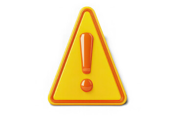 3d warning sign with an exclamation mark isolated on PNG transparent background.
