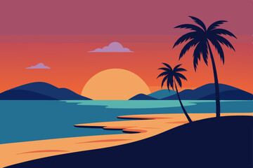 tropical beach with palm trees