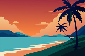 Fototapeta premium tropical beach with palm trees