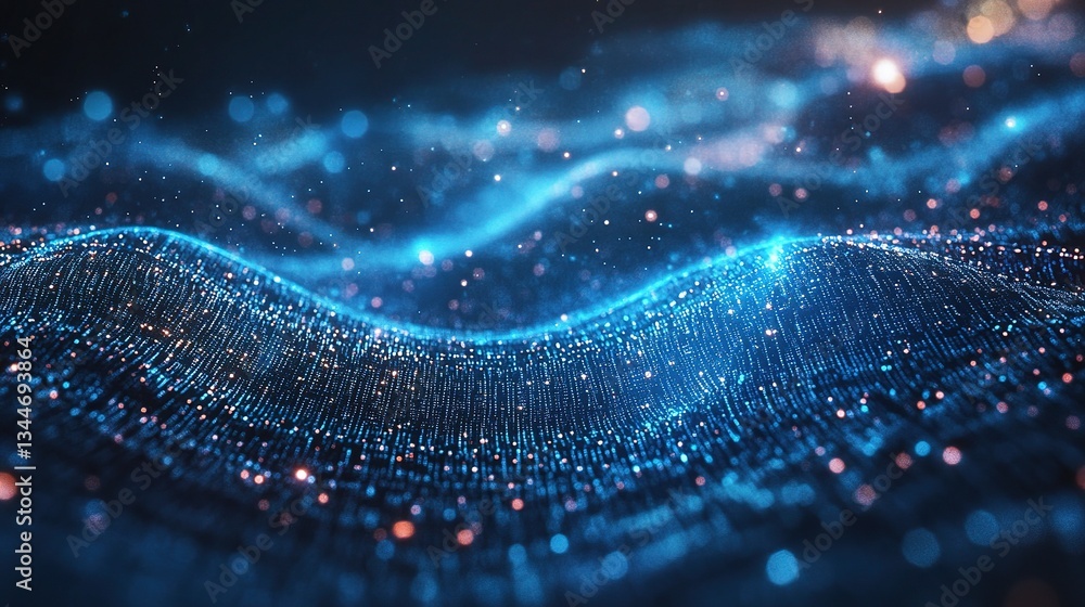 Poster global connection of digital information flow in vibrant waves