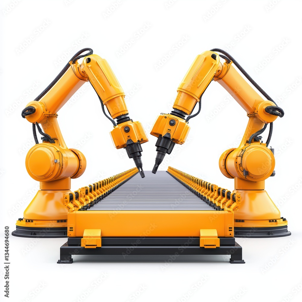 Poster advanced industrial robotics in high-tech factory environment with automated machinery