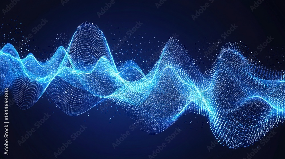 Poster abstract quantum computing concept with blue circuit background