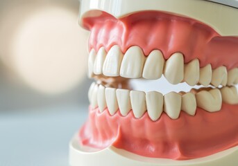 Obraz premium Dental model showcasing human teeth and gums for educational purposes