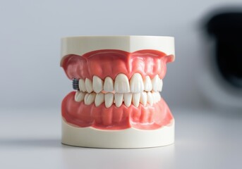 Obraz premium Dental model showcasing realistic human teeth and gums for educational purposes