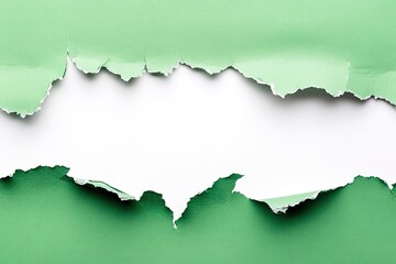 Obraz premium Green torn paper background.