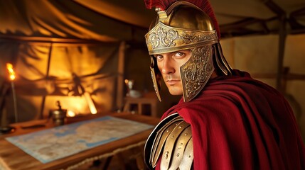 Serious Knight Planning Strategic Moves On A Map.