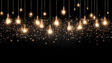 Soft golden light particles fall against a black backdrop, creating a luxurious atmosphere ideal for elegant events or celebrations