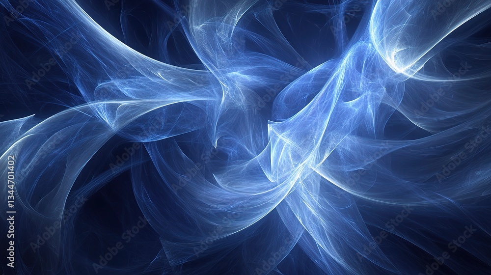 Poster deep blue fractal texture with dynamic curves and fluid motion