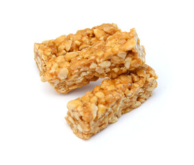 Butter bars with peanuts on white background