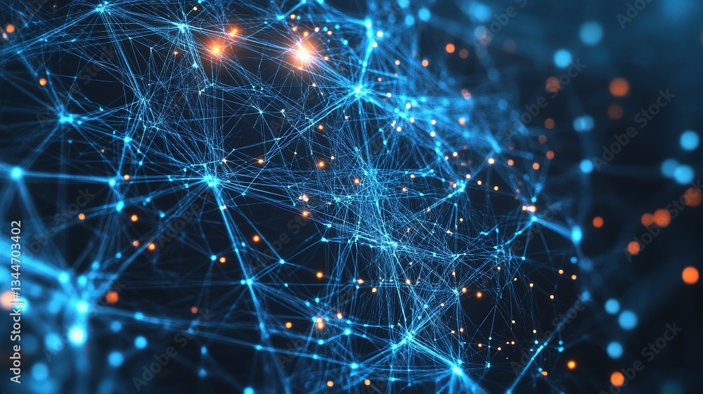 Poster futuristic network background with glowing data and connections