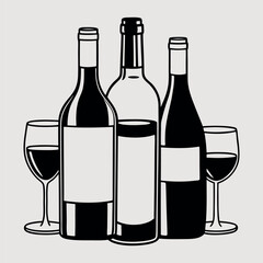 Collection of wine bottles, featuring various designs and types of wine.