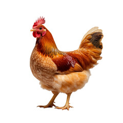 Fototapeta premium Full body of brown chicken hen standing isolated transparent background