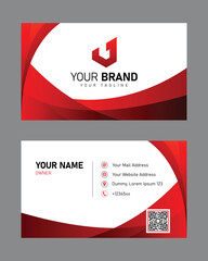Creative blue red gradient business card template with abstract shape