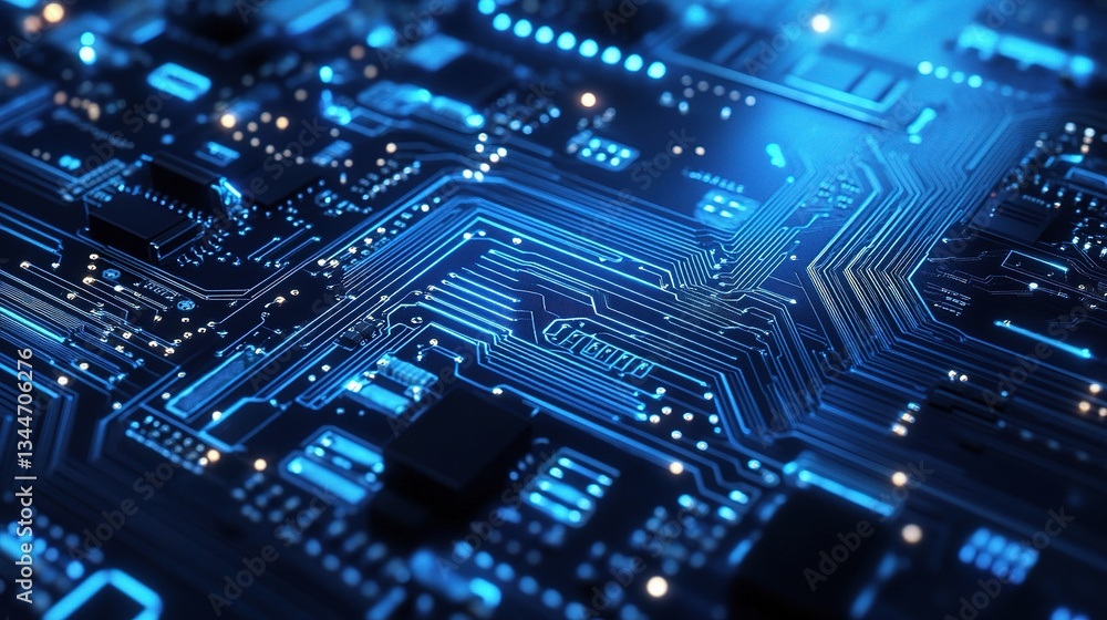 Poster digital circuit board pattern with technology on motherboard surface