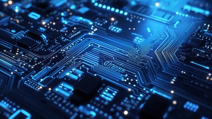 Fototapeta premium Digital Circuit Board Pattern with Technology on Motherboard Surface
