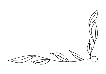 Flower floral corner frame, one line drawing vector illustration.