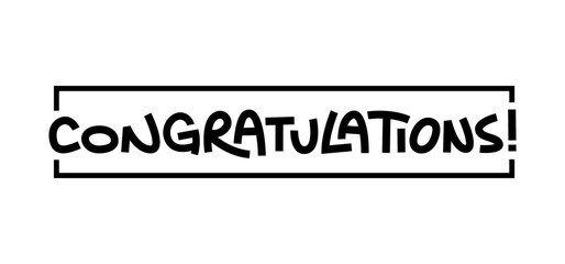 Congratulations message, hand drawn lettering. Congrats design for congratulating card.