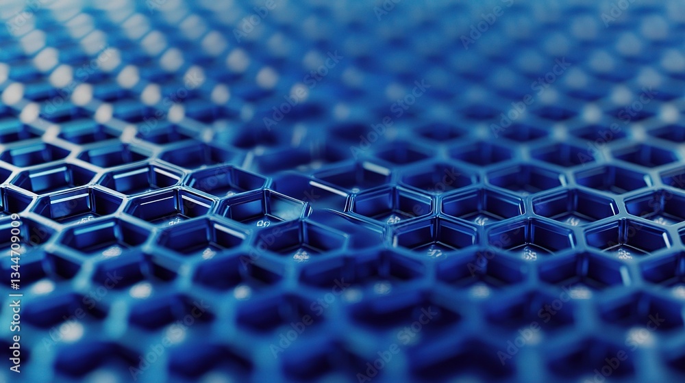 Poster modern blue hexagon pattern with grid overlay for background use
