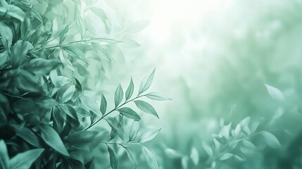 Soft Pastel Green Leaves on a Fresh Eco-Friendly Background