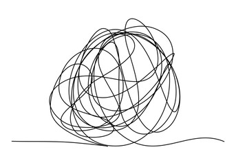 Tangle, mess and confuse. One line drawing. Vector illustration.