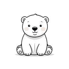 Naklejka premium Friendly single polar bear cub with playful mood sitting against a white background