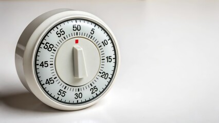 White Kitchen Timer on White Background