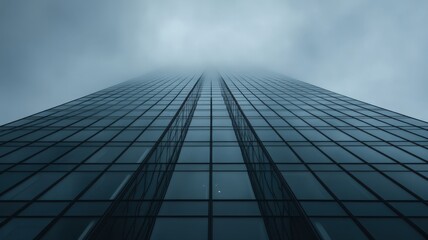 Fototapeta premium Modern Glass Skyscraper in Mist