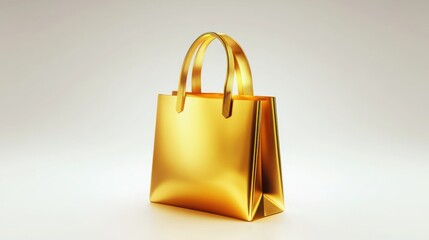 Golden Shopping Bag with Shiny Metallic Finish Luxury Retail Concept HighEnd Consumer Goods