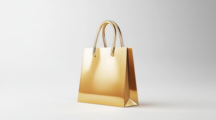 Golden Shopping Bag with Shiny Metallic Finish Luxury Retail Packaging HighEnd Consumer Prod