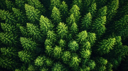 Dense green coniferous forest canopy