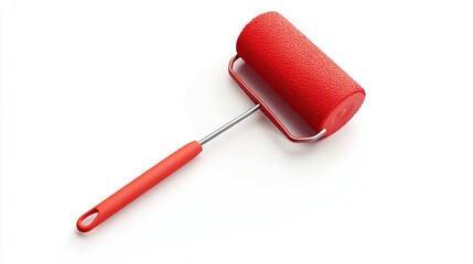 Paint Roller with Red Cover and Handle Ideal for DIY Projects and Home Improvement Tasks