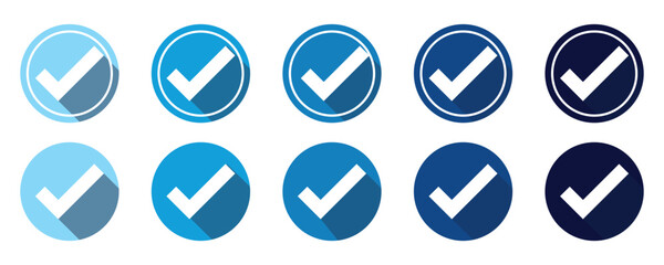 Checkmark icon. Verified checkmark icon set. Vector illustration