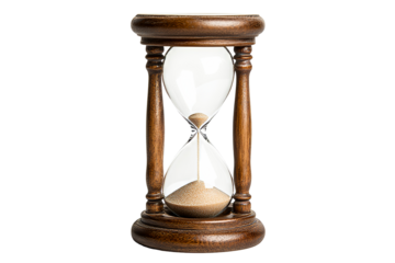 Elegant wooden hourglass with flowing sand