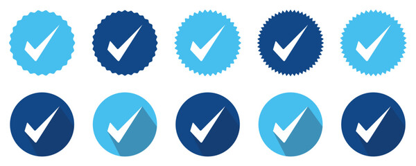 Checkmark icon. Verified checkmark icon set. Vector illustration