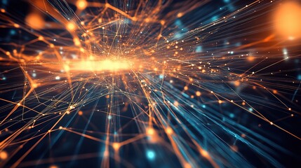 Fototapeta premium Abstract Data Stream Flow Representation with Bright Light Effects