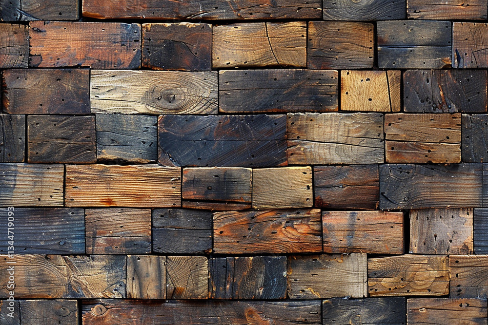 Poster rustic wooden block seamless pattern with a warm, textured appearance for design projects