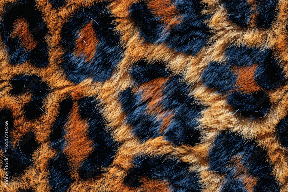 Poster seamless leopard print pattern showcasing vivid orange and black hues for design use