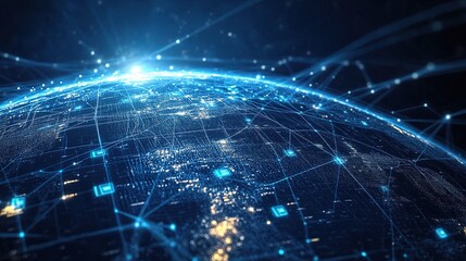 Obraz premium Abstract Virtual World Connections in a Digital Landscape