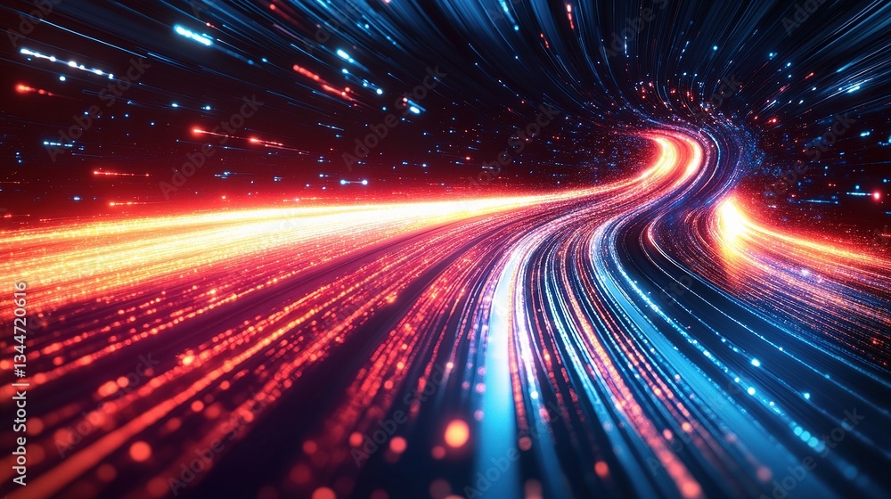 Poster abstract light trails on dark background with dynamic energy flow