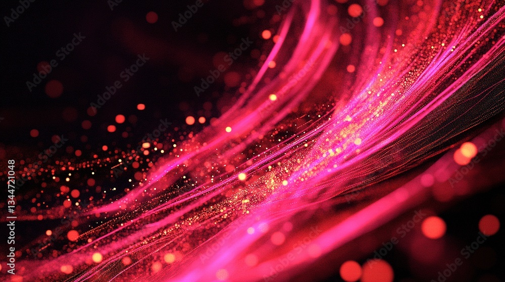 Poster abstract high tech design with digital particles in vibrant colors