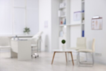 Blurred view of doctor's workplace in medical office