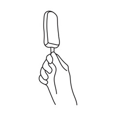 Hand holding a popsicle in line art