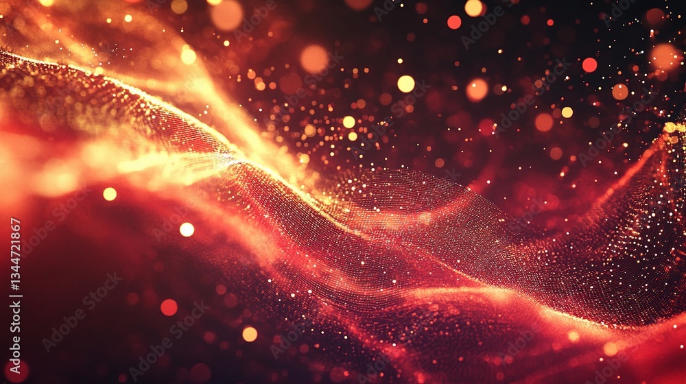 Aufkleber abstract digital data visualization in futuristic style with warm tones