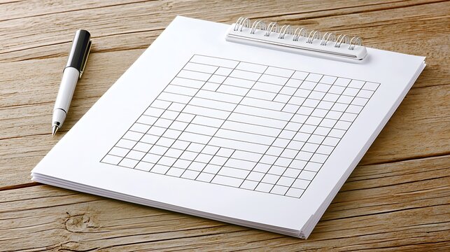 Blank grid notebook, ready for notes