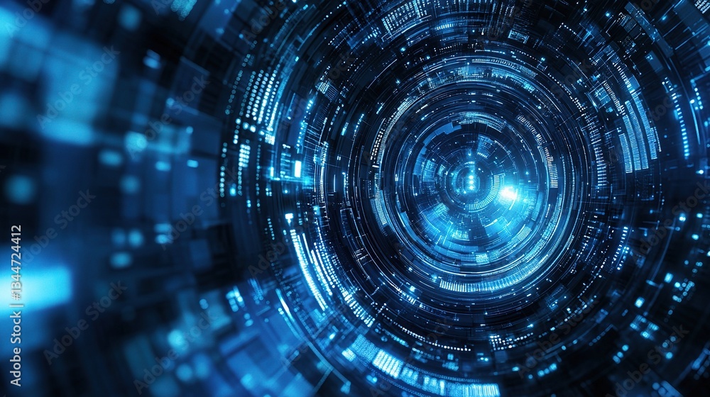 Aufkleber futuristic digital technology background in dynamic circular layout