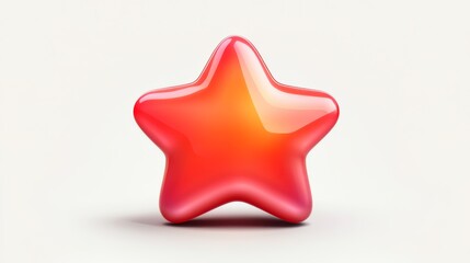 Glossy red star shape on light background for creative design and decoration